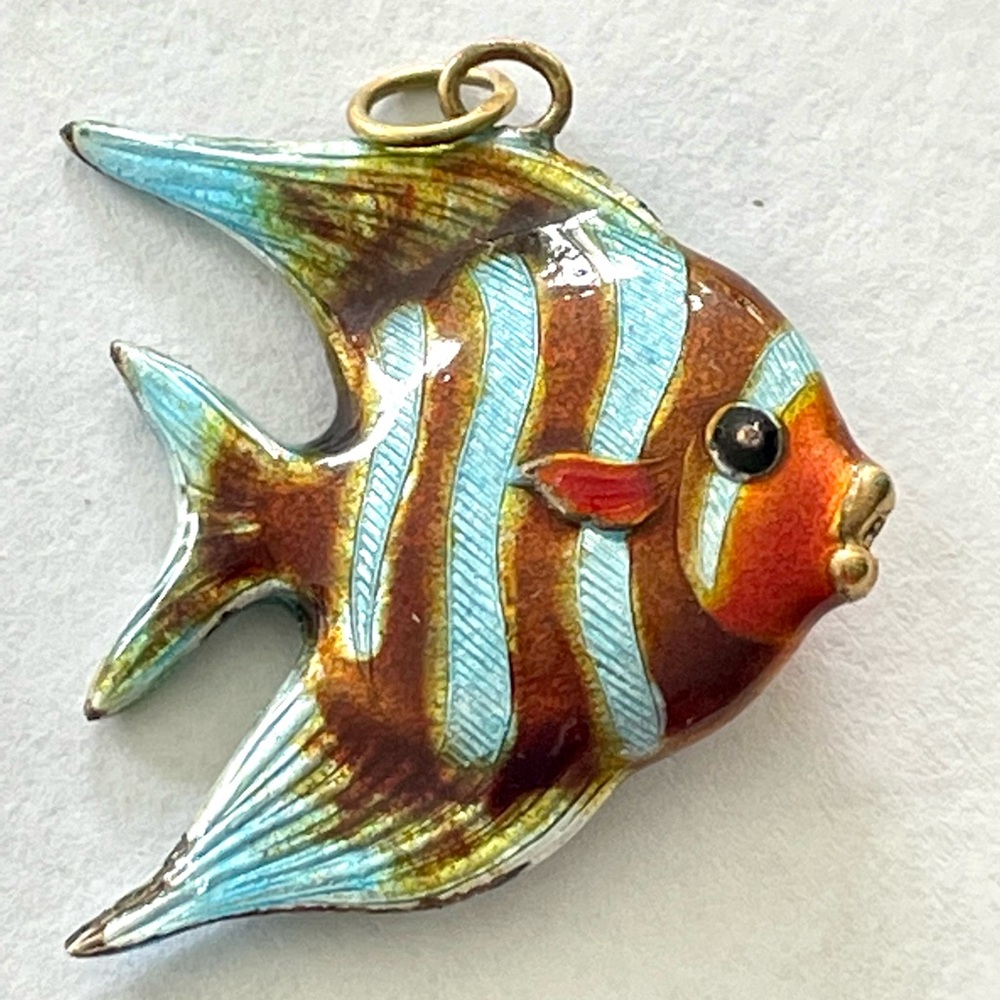 Vintage Enamel Fish Charm - Pendant